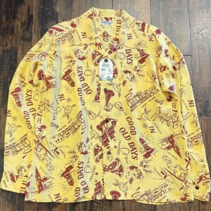  солнечный Surf L/S искусственный шелк Hawaiian рубашка *gdo Old Dayz ~ SS28781 155) желтый L размер tops 