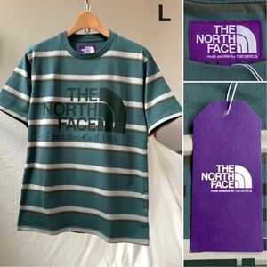 新品正規 2020AW ノースフェイスパープルレーベル ボーダー ビッグ ロゴ Tシャツ L 定1.54万 メンズ THE NORTH FACE PURPLE LABEL