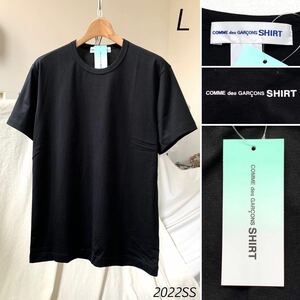 L 新品 2022SS コムデギャルソンシャツ 背面 首元 ロゴ 半袖 Tシャツ 黒 ブラック Comme des Garcons Shirt メンズ FI-T011 ギャルソン