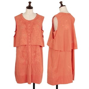  Issey Miyake Heart ISSEY MIYAKE HaaT embroidery the best piling no sleeve One-piece orange 3 [ lady's ]