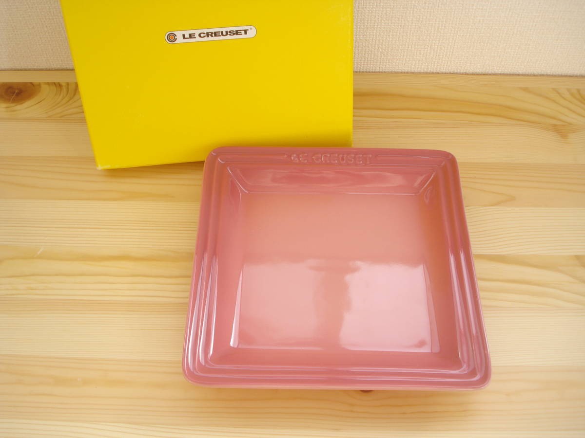 専門店品質  四角　5枚セット　未使用 ル・クルーゼ　スクエアプレート　ピンク系　21cm 食器