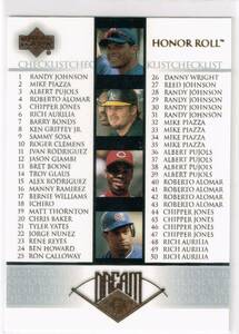 2002 MLB Upper Deck Honor Roll #100 Checklist Rodriguez/Giambi/Griffey./Sosa/A-Rod/Ichiro/Clemens/Jones/Boone UD イチロー 