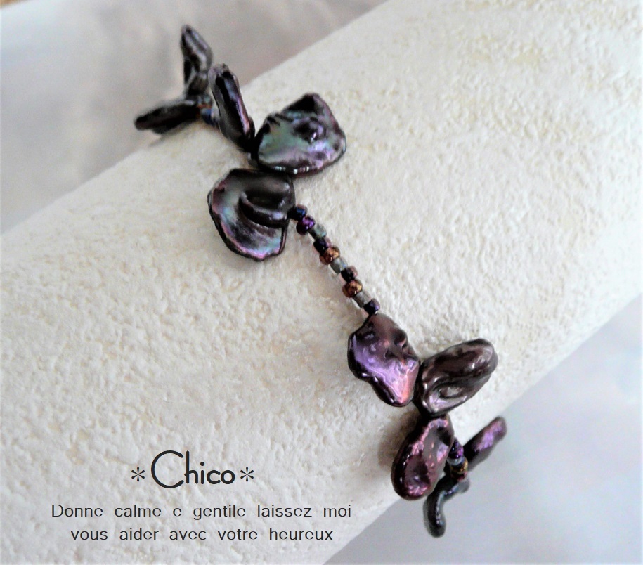 ■20cm■ Black poppy petals 12 pieces & black potato handmade bracelet♪ ★Free shipping for 2 or more items!★, bracelet, Bangles, bracelet, pearl