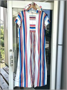 ★モンゴメリーワード　70s　USA製　フード付き　ワンピース　size M　アメリカ買付★検 ビンテージ ビーチ 古着 シャツ