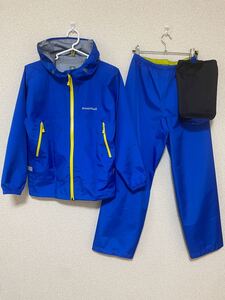 美品 レイントレッカーキッズ 150 上下セット モンベル 雨具 montbell