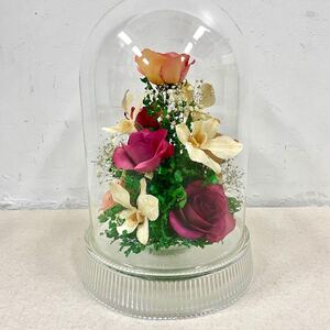 Reine De Fleur レンデフロール ドライフラワー ガラスドーム ハンドメイド ブリザーブドフラワー バラ かすみ草 インテリア 花