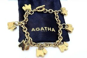 アガタ AGATHA テリア 犬 チェーンブレスレット ゴールド kz4412193238