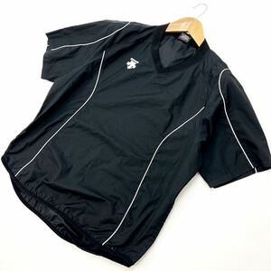 デサント ☆ DESCENTE ブラック ナイロンシャツ 半袖 シャツ S 野球 サッカー フットサル トレーニング 各種スポーツに最適な一枚♪■DK125