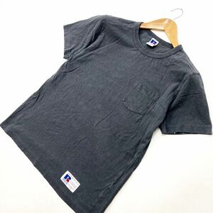 ラッセル ☆ Russell 胸ポケット 半袖 Tシャツ ポケT グレー系 S 春夏の定番 シンプルで万能♪ 着回し抜群◎ アメカジ 古着MIX■DK118