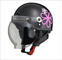 ハーフヘルメット　 CROSS CR-760　ブラックフラワー　フリー(57～60cm未満)サイズ　CROSS CR-760 BKFL リード工業_画像1