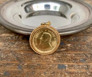  jewelry * pendant * south Africa * Crew Galland * gold coin * coin *1/10oz*K22*K18 frame * yellow gold * accessory * necklace 