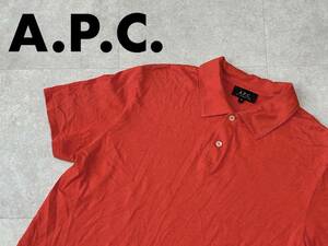 ☆送料無料☆ A.P.C. アーペーセー 古着 無地 半袖 ポロシャツ メンズ M レンガ色 トップス 中古 即決