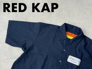 ☆送料無料☆ RED KAP レッドキャップ USA直輸入 古着 半袖 スナップボタン ワークシャツ メンズ XL ネイビー トップス 中古 即決