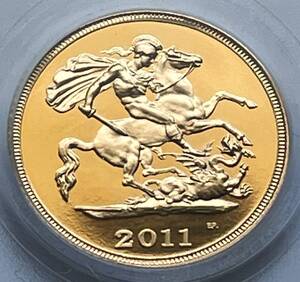 1円~【最高鑑定 1/2ソブリン金貨】2011年 イギリス 1/2ポンド PCGS PR70 ディープカメオ DCAM ファーストストライク 聖ジョージ ハーフ