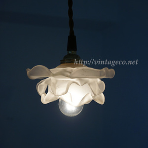  antique rose glass shade + brass socket pendant light E17 ⑤ cord length order possible A220811