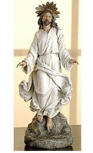 復活するイエス・キリスト像　彫像 高さ 約30ｃｍ/ カトリック教会 プロテスタント 祭壇 洗礼 福音 聖書(輸入品