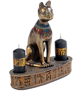 エジプト彫刻 古代エジプトバステト神のキャンドルホルダー パークアベニューコレクション猫神（輸入品
