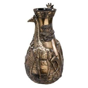 デザイン・トスカノ製 キリンがいる、サバンナ風景 彫刻花瓶 アニマルインテリア 彫像/ 貴賓室 社長室（輸入品