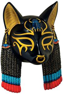 古代エジプト女神 猫神 バステト神 マスク（仮面）壁装飾 オブジェ壁掛け エスニック雑貨/ ブバスティスの女主(輸入品