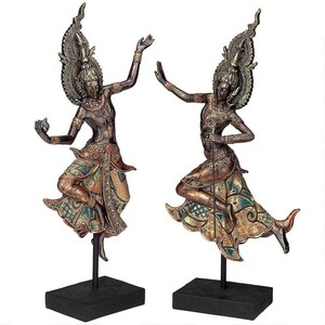 東洋彫刻 タイのテパノン寺院の踊り子像彫像/ エスニック 東南アジア 仏教 サロン リラクゼーション(輸入品