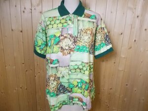 e442*mise all green polo-shirt * mistake all green polo-shirt with short sleeves size Ⅳ have been cleaned old clothes vegetable pattern total pattern .. packet shipping 4G