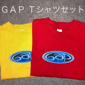 良品　ギャップ　GAP　Tシャツ　2枚セット　まとめ　キッズ　XSサイズ　4 110〜120cm相当　レッド/イエローオレンジ