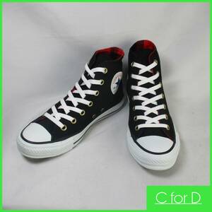 美品★CONVERSE★24.0cm ハイカットスニーカー コンバース オールスター レディース LC ブラック チェック 7ホールシューズ 靴 S357