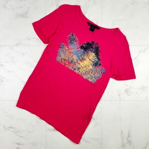 美品 Marc by Marc Jacobs マークバイマークジェイコブス 半袖カットソー Tシャツ トップス 伸縮性素材 レディース 赤 サイズXS*HB791