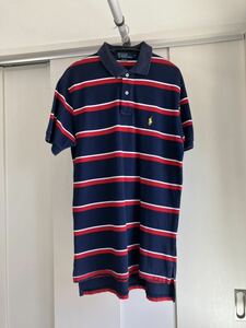 POLO Ralph Lauren рубашка-поло короткий рукав M темно-синий красный белый окантовка темно-синий красный белый Logo вышивка рубашка tops Polo Ralph Lauren 