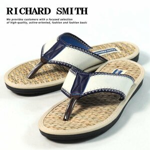 【ちょい履き】トング サンダル メンズ RICHARD SMITH 靴 シューズ 天然藁敷き素材 しっかりソール 9021 ホワイト M 約25.0～25.5cm 新品