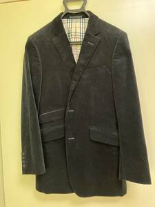 中古美品　BURBERRY BLACK LABEL テイラードジャケット　総裏　ベロア　ブラック　Ｓサイズ