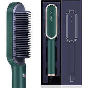 ヘアアイロン ブラシ ヒートブラシ ストレートカールヘア PSE認定済 グリーン