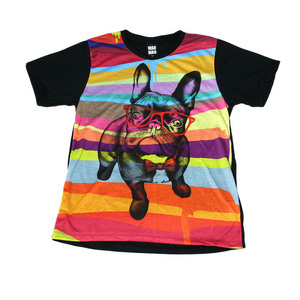 フレンチブルドッグ ペット かわいい 犬 メガネ 仮装 ストリート系 デザインTシャツ おもしろTシャツ メンズTシャツ 半袖 ★E719L