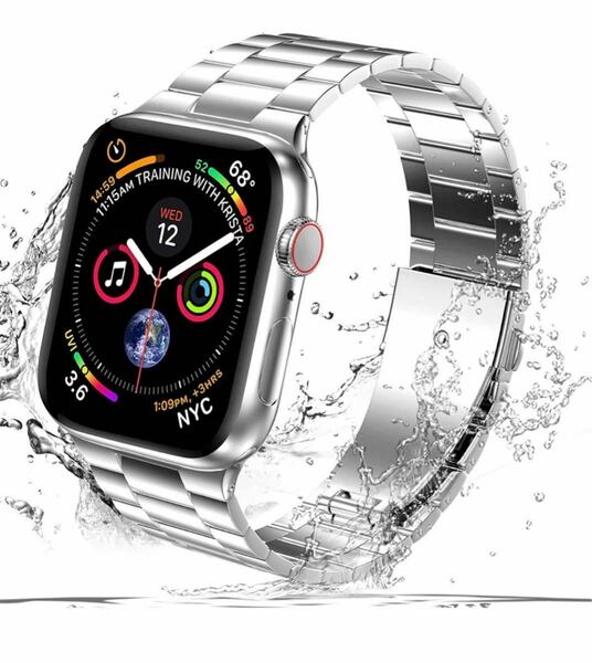 Apple Watch アップルウォッチ バンド ステンレススチール 高品質 Series 2345678SE対応 金属交換バンド　替えベルト38/40/41mm シルバー