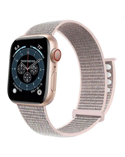 Apple アップルウォッチバンド 38/40/41mm ナイロンバンド 交換ベルト 替えベルト シリーズ2345678SE対応 マジクテープ ピンク
