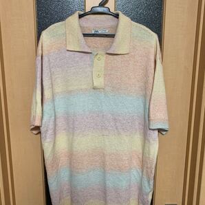 Zara ザラ ニットポロ ポロシャツ ボーダー 総柄 マルチカラー シャーベットカラー ペールトーン カラフル UNIQLO