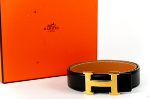 【超美品】HERMES エルメス H ベルト コンスタンス ゴールドバックル リバーシブル 75 高級レザー 〇Y刻【KM21】