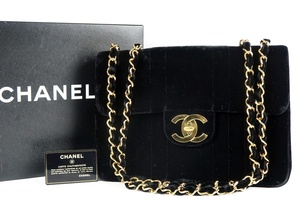 【超美品】CHANEL シャネル ベルベットマドモアゼル Wチェーン ショルダーバッグ ベロア ココマーク ターンロック ゴールド金具【A201】