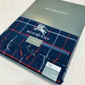 【レア】新品/BURBERRY/ひざ掛け/正規品/バーバリー/未使用/即決/匿名発送/ノバチェック/ウール膝掛け/75×130cm/ラム入り/ネイビー/紺色/2