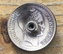 ◎コンチョ ネジ式　フランス　10フラン　植物　穀物　26mm　ネジ式 ボタン コイン_画像2