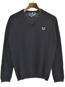 RAF SIMONS × FRED PERRY Raf Simons × Fred Perry Logo вышивка V шея шерсть вязаный свитер черный XS мужской 