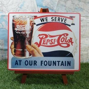 新品★インテリア雑貨★【ブリキ看板】Pepsi-Cola／ペプシ・コーラ　We Serve
