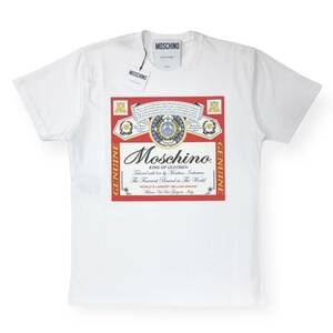 未使用 MOSCHINO COUTURE! モスキーノ クチュール × Budweiser バドワイザー BEER T-SHIRT Tシャツ A0778 4140 半袖 コラボ S ホワイト