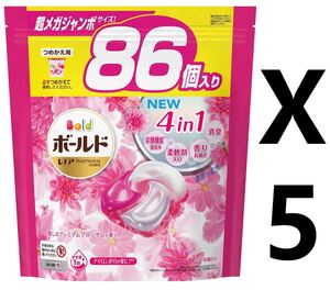 【計430個】ボールド 洗濯洗剤 ジェルボール4D プレミアムブロッサム 詰め替え 86個x5袋