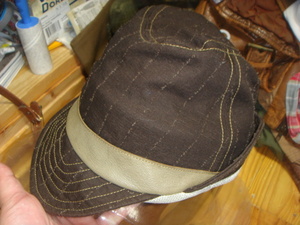 1605カシラCA4LA帆布キャンバス皮革レザー切替 折り返しWORKワークキャップCAP/HATハット帽子L