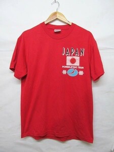 日本代表 パワーリフティング チーム Ｔシャツ 97年 赤 Ｍ b14860