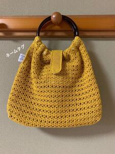 ハンドメイドバック トートバッグ グラニーバック リングバック 【レースかぎ針トートバッグ】カラシ色