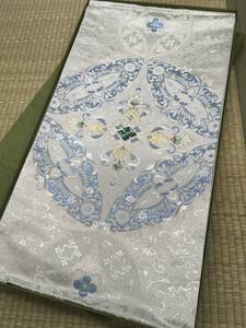 【参考上代98.0万円】高級問屋別注品 螺鈿作家藤本隆士作 正倉院文様七宝 錦織 スリーシーズン使用可 お洒落袋帯 おすすめ 未仕立て