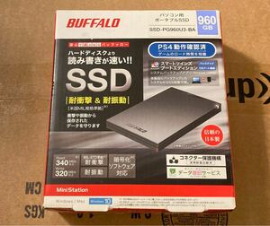 バッファロー USB ポータブルSSD 960GB 日本製 PS5 PS4 外付けSSD ブラック 1TB クラス