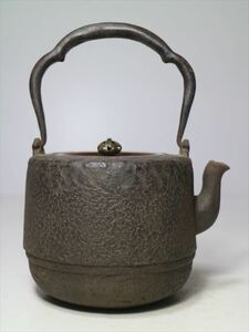 ④◆龍文堂造 斑紫銅蓋 筒形 小ぶり 鉄瓶 ◆煎茶道具